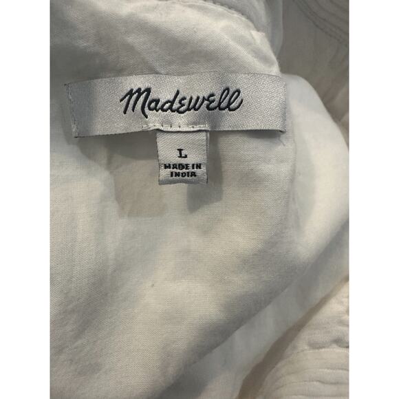 Madewell Corduroy Mini Shirtdress Pockets Lighthouse Ivory Women's Size Large - Picture 10 of 14